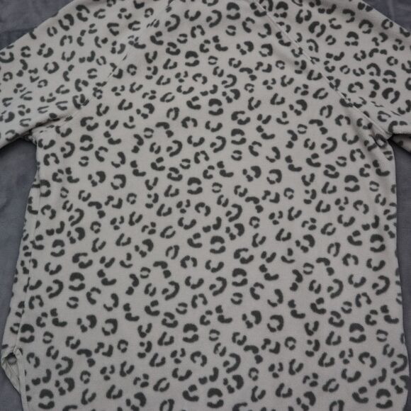 Green Tea Sweater Womens M Beige Long Sleeve Animal Print Zip Pocket Fleece - Picture 16 of 16